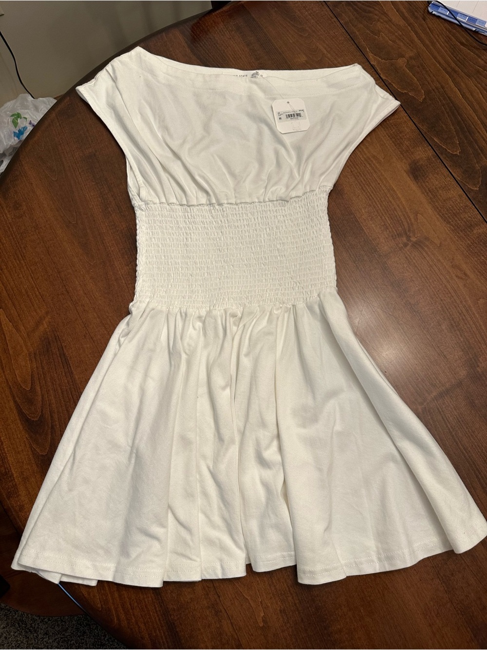 Altar’d State Women’s White Smocked Waist Mini Dress
